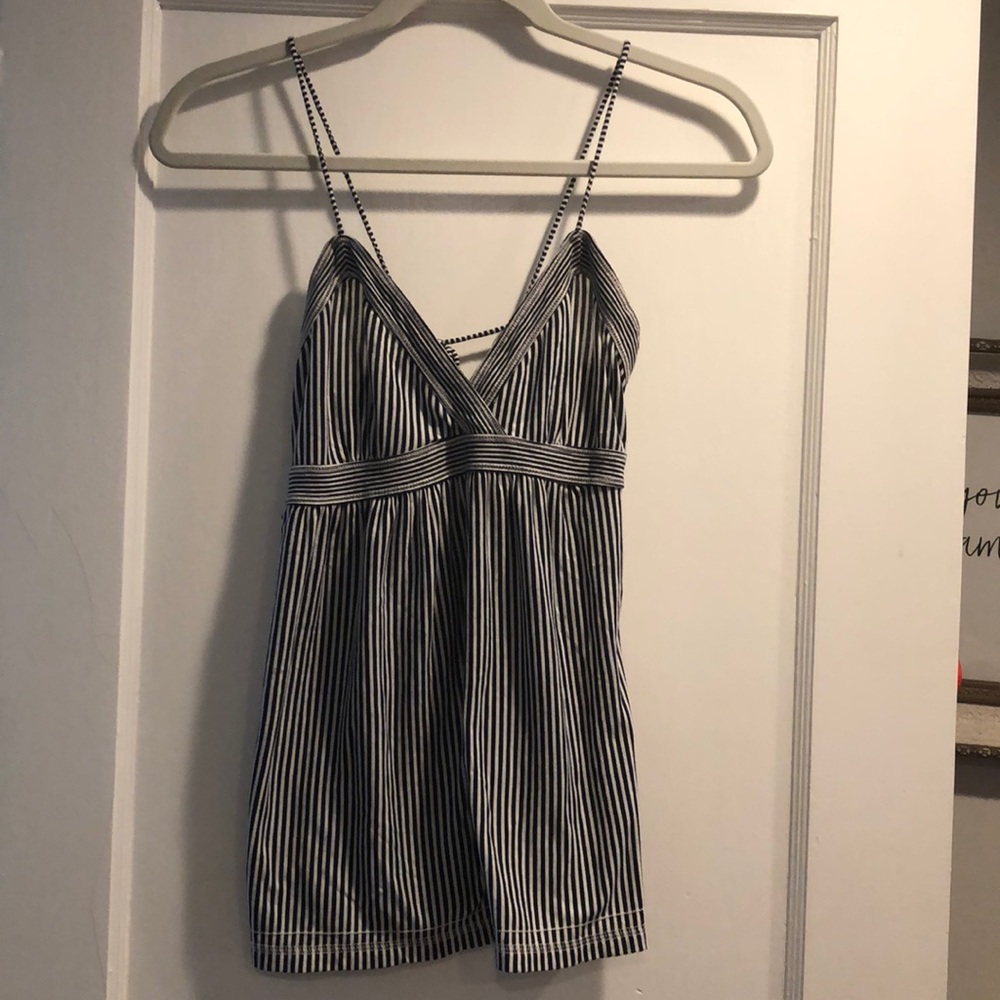 Navy and white spaghetti strap tank top